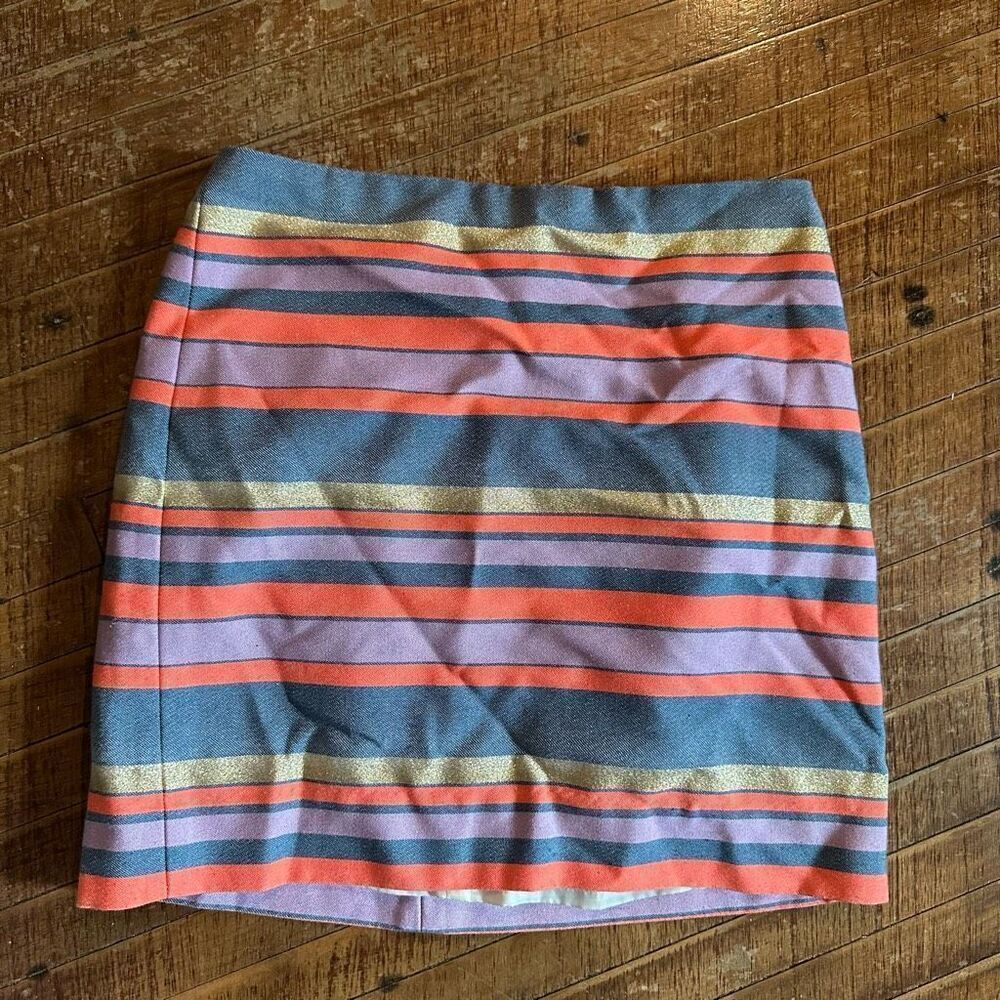 J Crew rainbow metallic striped business casual 00 skirt